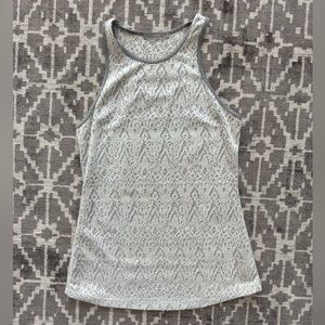 EUC TART S white lace over grey Tank Top fitted racerback curved hem